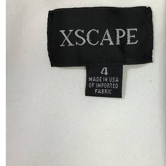 XSCAPE 4 S White Ruffled Off-the-shoulder Hi Low Midi Gown NWT $259 B154 *flaw - Picture 4 of 12